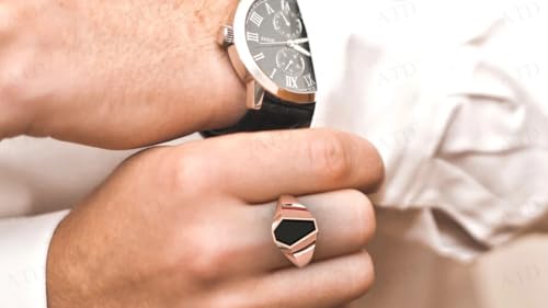 2.5 CT Vintage Coffin Shaped Black Onyx Signet Engagement Ring For Men 14k Gold Signet Wedding Ring Men Black Gemstone Bridal Rings Handmade Statement Ring Promise Anniversary Ring For Men