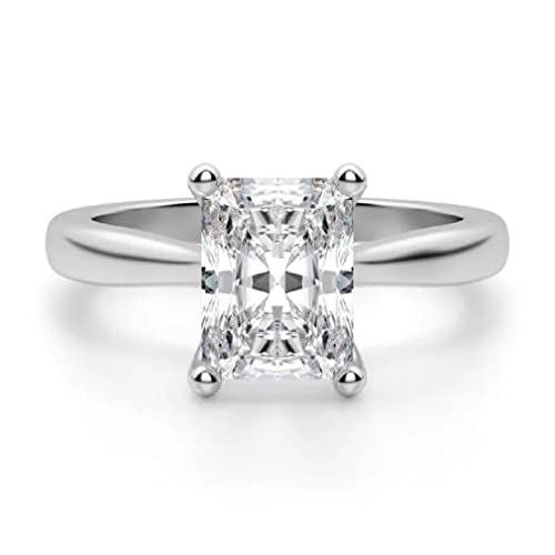 925 Silver Handmade Engagement Ring 1.50 CT Radiant Cut Moissanite Diamond Solitaire Wedding/Bridal Ring for Her/Women, Best Rings for Wife