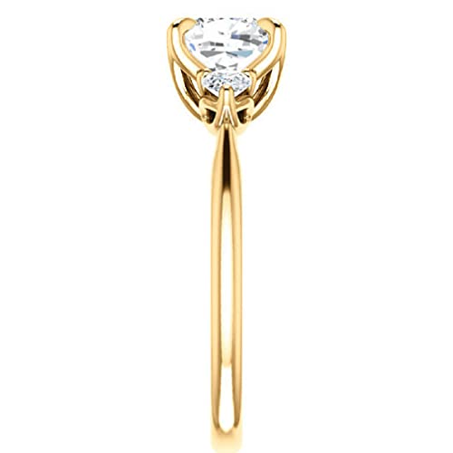 10K Solid Yellow Gold Handmade Engagement Ring 3.0 CT Cushion Cut Moissanite Diamond Solitaire Wedding/Bridal Ring for Women/Her Proposes Rings