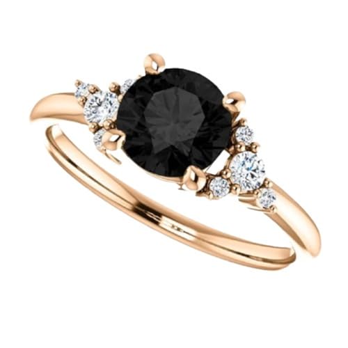 1.00 CT Scatter Black Diamond Engagement Ring 14k Yellow Gold, Cluster Black Diamond Ring, Unique Halo Black Onyx Ring, Modern Black Diamond Ring, Perfect Ring For Her 1.00 CT Scatter Black Diamond Engagement Ring 14k Yellow Gold, Cluster Black Diamond Ring, Unique Halo Black Onyx Ring, Modern Black Diamond Ring, Perfect Ring For Her