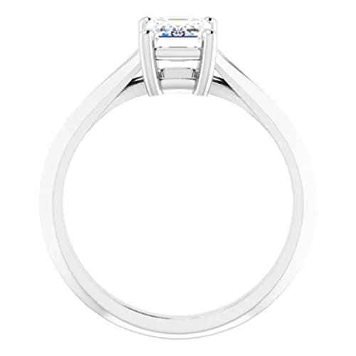 10K Solid White Gold Handmade Engagement Rings 1.0 CT Emerald Cut Moissanite Diamond Solitaire Wedding/Bridal Ring Set for Women/Her Propose Ring Gifts 10K Solid White Gold Handmade Engagement Rings 1.0 CT Emerald Cut Moissanite Diamond Solitaire Wedding/Bridal Ring Set for Women/Her Propose Ring Gifts
