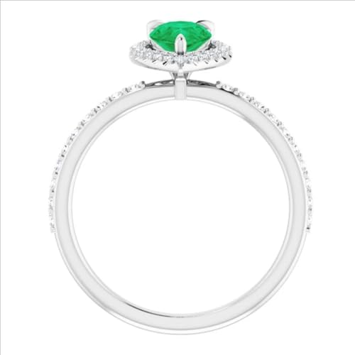 Filigree 2 CT Halo Pear Shape Emerald Diamond Ring 14k Gold, Dainty Tear Drop Emerald Engagement Ring, May Birthstone Ring, Wedding Ring, Bridal Ring, Promise/Anniversary Ring Filigree 2 CT Halo Pear Shape Emerald Diamond Ring 14k Gold, Dainty Tear Drop Emerald Engagement Ring, May Birthstone Ring, Wedding Ring, Bridal Ring, Promise/Anniversary Ring