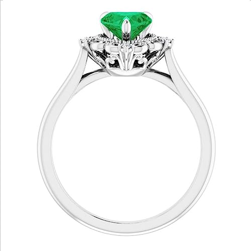 Vintage Halo 1 CT Heart Shape Emerald Diamond Ring 10K White Gold, Victorian Natural Green Emerald Engagement Ring, Antique Emerald Ring, Wedding Ring Vintage Halo 1 CT Heart Shape Emerald Diamond Ring 10K White Gold, Victorian Natural Green Emerald Engagement Ring, Antique Emerald Ring, Wedding Ring