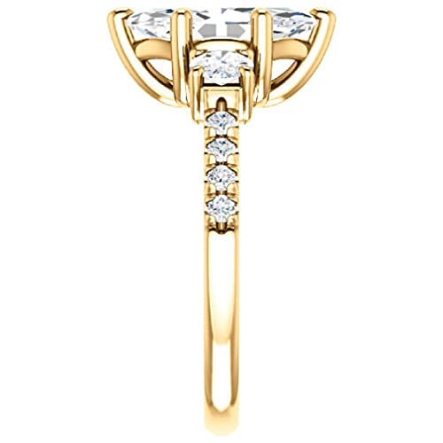 10K Solid Yellow Gold Handmade Engagement Ring 1.0 CT Marquise Cut Moissanite Diamond Solitaire Wedding/Bridal Rings for Women/Her Proposes Gift