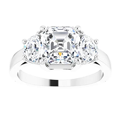 10K Solid White Gold Handmade Engagement Ring 3.0 CT Asscher Cut Moissanite Diamond Solitaire Wedding/Bridal Rings for Women/Her Proposes Ring 10K Solid White Gold Handmade Engagement Ring 3.0 CT Asscher Cut Moissanite Diamond Solitaire Wedding/Bridal Rings for Women/Her Proposes Ring