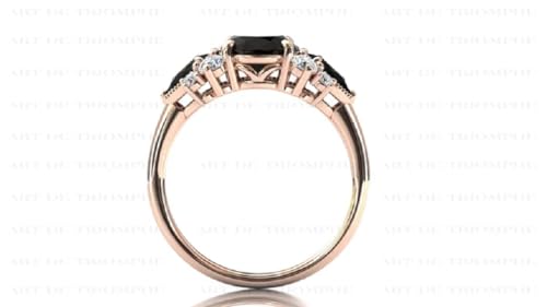 1.00 CT Vintage Black Onyx Engagement Ring Women Black Engagement Rings 14k Yellow Gold Black Onyx Wedding Ring Black Stone Vintage Bridal Anniversary Rings
