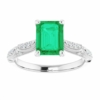 3 CT Victorian Emerald Shape Emerald Engagement Ring 14k Gold, Vintage Genuine Emerald Diamond Wedding Ring, Antique Green Emerald Bridal Ring, May Birthstone, Anniversary Ring, Promise Ring