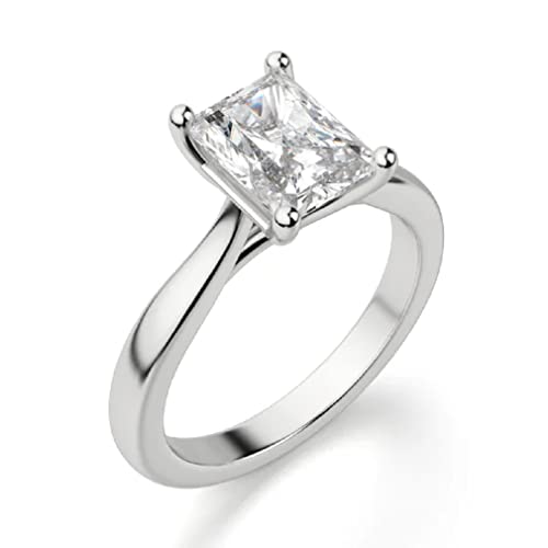 925 Silver Handmade Engagement Ring 1.50 CT Radiant Cut Moissanite Diamond Solitaire Wedding/Bridal Ring for Her/Women, Best Rings for Wife