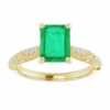 3 CT Victorian Emerald Shape Emerald Engagement Ring 14k Gold, Vintage Genuine Emerald Diamond Wedding Ring, Antique Green Emerald Bridal Ring, May Birthstone, Anniversary Ring, Promise Ring