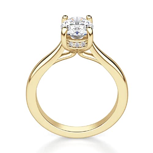 14K Solid Yellow Gold Handmade Engagement Ring 1.00 CT Oval Cut Moissanite Diamond Solitaire Wedding/Bridal Ring for Her/Women Promise Rings 14K Solid Yellow Gold Handmade Engagement Ring 1.00 CT Oval Cut Moissanite Diamond Solitaire Wedding/Bridal Ring for Her/Women Promise Rings