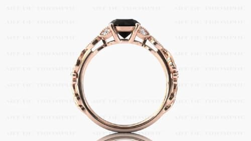 2.00 CT Art Deco Black Onyx Engagement Ring For Women Vintage Floral Black Onyx Wedding Ring Art Deco Leaf Wedding Ring Onyx Bridal Anniversary Ring