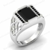 Natural Black Onyx Engagement Ring 3 CT 925 Sterling Silver Men Statement Ring Emerald Cut Black Gemstone Ring For Men 14k Gold Men Signet Ring Promise Ring Anniversary Ring
