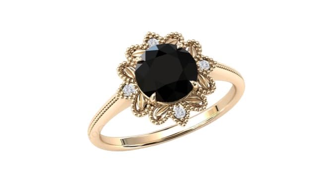 Vintage Black Onyx 2.5 CT Engagement Ring Antique Art Deco Leaf Style Black Onyx Wedding Ring 14k Gold Black Onyx Filigree Bridal Promise Ring Victorian Proposal Ring Anniversary Ring Perfact for Gift