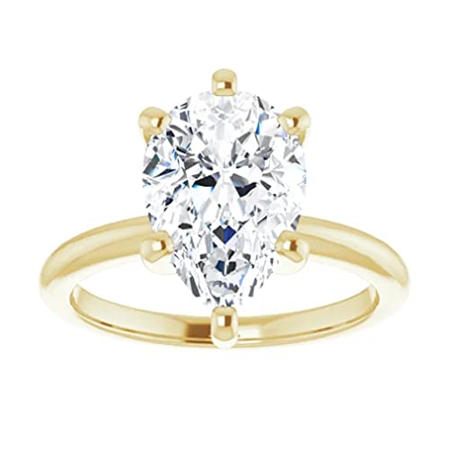 10K Solid Yellow Gold Handmade Engagement Ring 2 CT Pear Cut Moissanite Diamond Solitaire Wedding/Bridal Rings for Women/Her Propose Ring