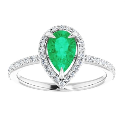 Filigree 2 CT Halo Pear Shape Emerald Diamond Ring 14k Gold, Dainty Tear Drop Emerald Engagement Ring, May Birthstone Ring, Wedding Ring, Bridal Ring, Promise/Anniversary Ring Filigree 2 CT Halo Pear Shape Emerald Diamond Ring 14k Gold, Dainty Tear Drop Emerald Engagement Ring, May Birthstone Ring, Wedding Ring, Bridal Ring, Promise/Anniversary Ring