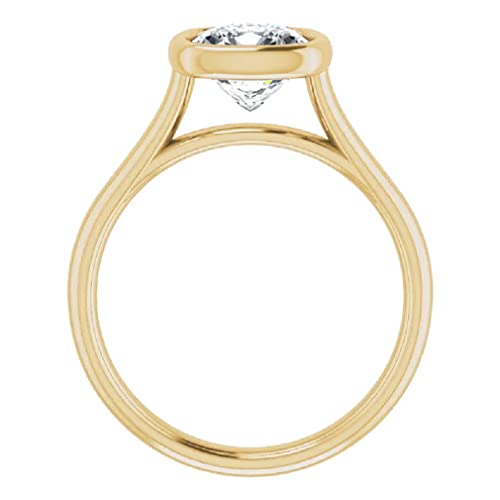 3.0 CT Cushion Colorless Moissanite Engagement Ring, Wedding Bridal Ring, Eternity Solid 10K Yellow Gold Diamond Solitaire Bezel-Setting Anniversary Promises Gift for Her 3.0 CT Cushion Colorless Moissanite Engagement Ring, Wedding Bridal Ring, Eternity Solid 10K Yellow Gold Diamond Solitaire Bezel-Setting Anniversary Promises Gift for Her