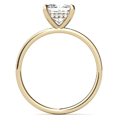 10K Solid Yellow Gold Handmade Engagement Rings 2.0 CT Cushion Cut Moissanite Diamond Solitaire Wedding/Bridal Ring Set for Women/Her Propose Ring