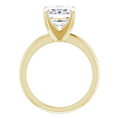 10K Solid Yellow Gold Handmade Engagement Ring 2 CT Emerald Cut Moissanite Diamond Solitaire Wedding/Bridal Rings for Women/Her Propose Ring