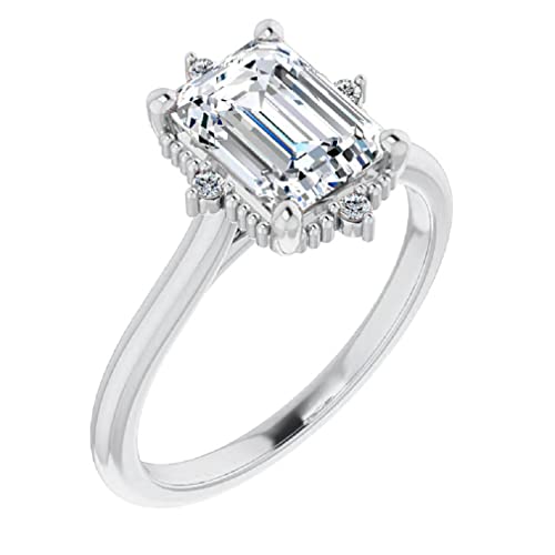 10K Solid White Gold Handmade Engagement Rings 2.0 CT Emerald Cut Moissanite Diamond Solitaire Wedding/Bridal Ring for Womens/Her Propose Ring 10K Solid White Gold Handmade Engagement Rings 2.0 CT Emerald Cut Moissanite Diamond Solitaire Wedding/Bridal Ring for Womens/Her Propose Ring