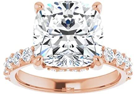 18K Gold 6 CT Cushion Cut VVS1 Colorless Moissanite Engagement Rings for Women Bridal Set Handmade Diamond Wedding Rings for Gifts Rose Gold 18K Gold 6 CT Cushion Cut VVS1 Colorless Moissanite Engagement Rings for Women Bridal Set Handmade Diamond Wedding Rings for Gifts Rose Gold