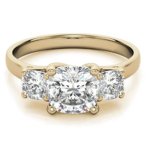 10K Solid Yellow Gold Handmade Engagement Ring 4.0 CT Cushion Cut Moissanite Diamond Solitaire Wedding/Bridal Ring for Women/Her Proposes Ring 10K Solid Yellow Gold Handmade Engagement Ring 4.0 CT Cushion Cut Moissanite Diamond Solitaire Wedding/Bridal Ring for Women/Her Proposes Ring