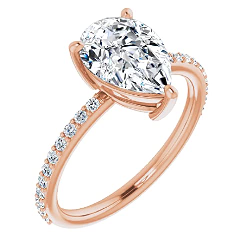 10K Solid Rose Gold Handmade Engagement Ring 1.0 CT Pear Cut Moissanite Diamond Solitaire Wedding/Bridal Ring for Women/Her Proposes Rings 10K Solid Rose Gold Handmade Engagement Ring 1.0 CT Pear Cut Moissanite Diamond Solitaire Wedding/Bridal Ring for Women/Her Proposes Rings