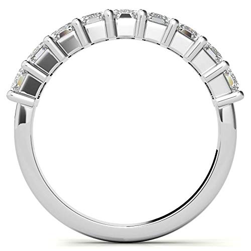 Excellent Emerald Brilliant Cut 1.30 Carat, Moissanite Diamond Promise Band, Prong Set, Eternity Sterling Silver Band, Valentine's Day Jewelry Gift, Customized Band For Her Excellent Emerald Brilliant Cut 1.30 Carat, Moissanite Diamond Promise Band, Prong Set, Eternity Sterling Silver Band, Valentine's Day Jewelry Gift, Customized Band For Her