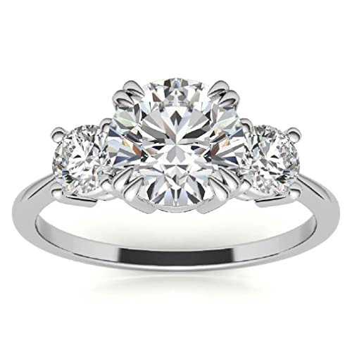 925 Silver, 10K/14K/18K Solid Gold Moissanite Engagement Ring, 2 CT Round Cut Handmade Solitaire Ring Diamond Wedding Ring for Women, Birthday Gifts, VVS1 Colorless