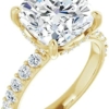 18K Gold 5 CT Cushion Cut VVS1 Colorless Moissanite Engagement Rings for Women Bridal Set Handmade Diamond Wedding Rings for Gifts Yellow Gold
