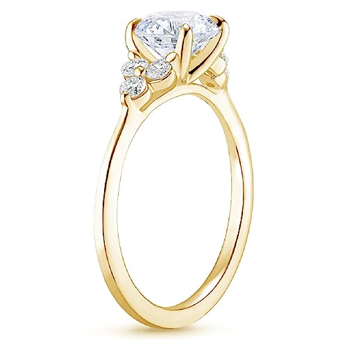 18K Solid Yellow Gold Handmade Engagement Ring 2.5 CT Marquise Cut Moissanite Diamond Solitaire Wedding/Bridal Ring Set for Womens/Her Propose Rings
