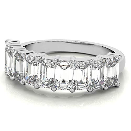 Excellent Emerald Brilliant Cut 1.30 Carat, Moissanite Diamond Promise Band, Prong Set, Eternity Sterling Silver Band, Valentine's Day Jewelry Gift, Customized Band For Her Excellent Emerald Brilliant Cut 1.30 Carat, Moissanite Diamond Promise Band, Prong Set, Eternity Sterling Silver Band, Valentine's Day Jewelry Gift, Customized Band For Her