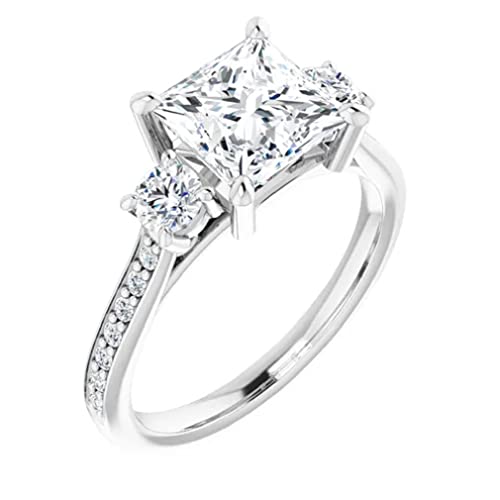 2.25 CT Princess Cut VVS1 Colorless Moissanite Engagement Ring Set, Wedding/Bridal Ring Set, Sterling Silver Vintage Antique Anniversary Promise Ring Set Gift for Her 2.25 CT Princess Cut VVS1 Colorless Moissanite Engagement Ring Set, Wedding/Bridal Ring Set, Sterling Silver Vintage Antique Anniversary Promise Ring Set Gift for Her