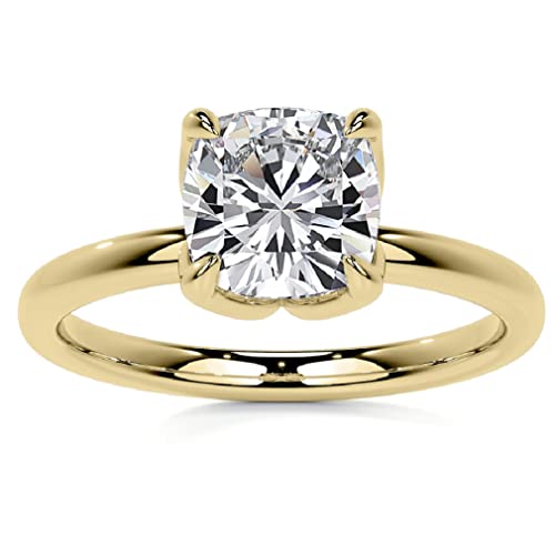 10K Solid Yellow Gold Handmade Engagement Ring 2.00 CT Cushion Cut Moissanite Diamond Solitaire Wedding/Bridal Rings for Her/Woman Best Ring 10K Solid Yellow Gold Handmade Engagement Ring 2.00 CT Cushion Cut Moissanite Diamond Solitaire Wedding/Bridal Rings for Her/Woman Best Ring