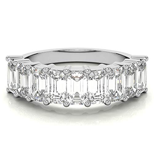 Excellent Emerald Brilliant Cut 1.30 Carat, Moissanite Diamond Promise Band, Prong Set, Eternity Sterling Silver Band, Valentine's Day Jewelry Gift, Customized Band For Her Excellent Emerald Brilliant Cut 1.30 Carat, Moissanite Diamond Promise Band, Prong Set, Eternity Sterling Silver Band, Valentine's Day Jewelry Gift, Customized Band For Her