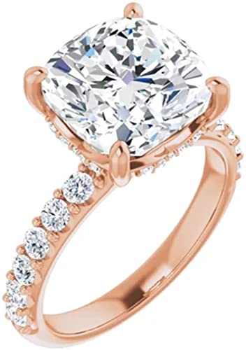 18K Gold 6 CT Cushion Cut VVS1 Colorless Moissanite Engagement Rings for Women Bridal Set Handmade Diamond Wedding Rings for Gifts Rose Gold 18K Gold 6 CT Cushion Cut VVS1 Colorless Moissanite Engagement Rings for Women Bridal Set Handmade Diamond Wedding Rings for Gifts Rose Gold
