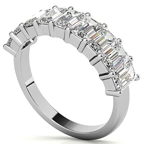 Excellent Emerald Brilliant Cut 1.30 Carat, Moissanite Diamond Promise Band, Prong Set, Eternity Sterling Silver Band, Valentine's Day Jewelry Gift, Customized Band For Her Excellent Emerald Brilliant Cut 1.30 Carat, Moissanite Diamond Promise Band, Prong Set, Eternity Sterling Silver Band, Valentine's Day Jewelry Gift, Customized Band For Her
