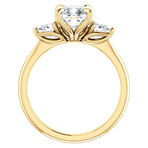 10K Solid Yellow Gold Handmade Engagement Ring 3.0 CT Cushion Cut Moissanite Diamond Solitaire Wedding/Bridal Ring for Women/Her Proposes Rings