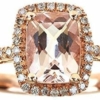 10K Rose Gold Genuine Morganite Ring with Diamonds for women | Ethically, authentically & organically sourced 1.0 CT (Cushion-cut) shaped Morganite hand-crafted jewelry | Morganite Ring