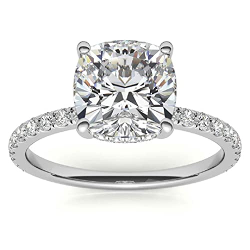 10K Solid White Gold Handmade Engagement Ring 2 CT Cushion Cut Moissanite Diamond Solitaire Wedding/Bridal Ring for Women/Her Propose Rings 10K Solid White Gold Handmade Engagement Ring 2 CT Cushion Cut Moissanite Diamond Solitaire Wedding/Bridal Ring for Women/Her Propose Rings