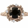 Unique 1.5 CT Vine Leaf Style Black Onyx Engagement Ring Art Deco Black Onyx Bridal Ring Antique Black Onyx Wedding Ring For Women Anniversary Ring Proposal Ring Promise Ring