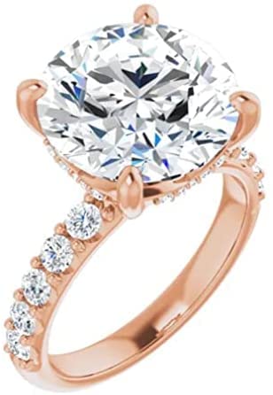 10K Gold 4 CT Round Cut VVS1 Simulated Diamond Engagement Ring for Women Bridal Ring Set Diamond Wedding Rings for Gifts Anniversary Promise Her Rose Gold