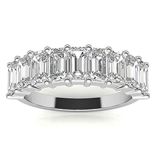 Excellent Emerald Brilliant Cut 1.30 Carat, Moissanite Diamond Promise Band, Prong Set, Eternity Sterling Silver Band, Valentine's Day Jewelry Gift, Customized Band For Her