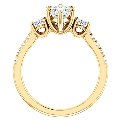 10K Solid Yellow Gold Handmade Engagement Ring 1.0 CT Marquise Cut Moissanite Diamond Solitaire Wedding/Bridal Rings for Women/Her Proposes Gift
