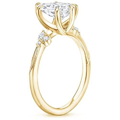 14K Solid Yellow Gold Handmade Engagement Ring 2.0 CT Pear Cut Moissanite Diamond Solitaire Wedding/Bridal Ring Set for Womens/Her Proposes Ring