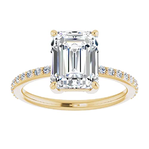 10K Solid Yellow Gold Handmade Engagement Rings 3.0 CT Emerald Cut Moissanite Diamond Solitaire Wedding/Bridal Rings Set for Women/Her Propose Ring 10K Solid Yellow Gold Handmade Engagement Rings 3.0 CT Emerald Cut Moissanite Diamond Solitaire Wedding/Bridal Rings Set for Women/Her Propose Ring