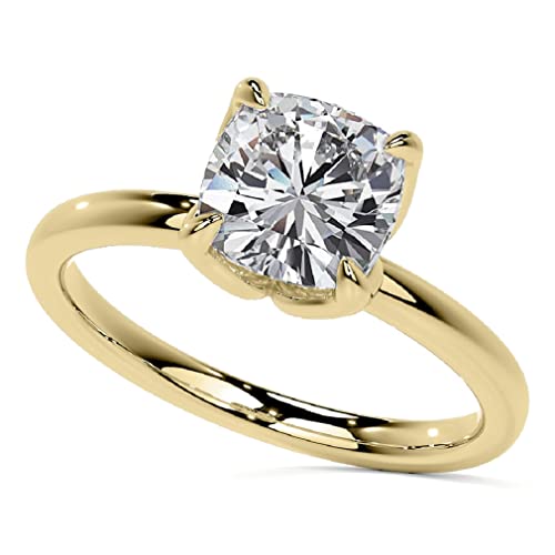 10K Solid Yellow Gold Handmade Engagement Ring 2.00 CT Cushion Cut Moissanite Diamond Solitaire Wedding/Bridal Rings for Her/Woman Best Ring 10K Solid Yellow Gold Handmade Engagement Ring 2.00 CT Cushion Cut Moissanite Diamond Solitaire Wedding/Bridal Rings for Her/Woman Best Ring