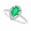 Filigree 2 CT Halo Pear Shape Emerald Diamond Ring 14k Gold, Dainty Tear Drop Emerald Engagement Ring, May Birthstone Ring, Wedding Ring, Bridal Ring, Promise/Anniversary Ring