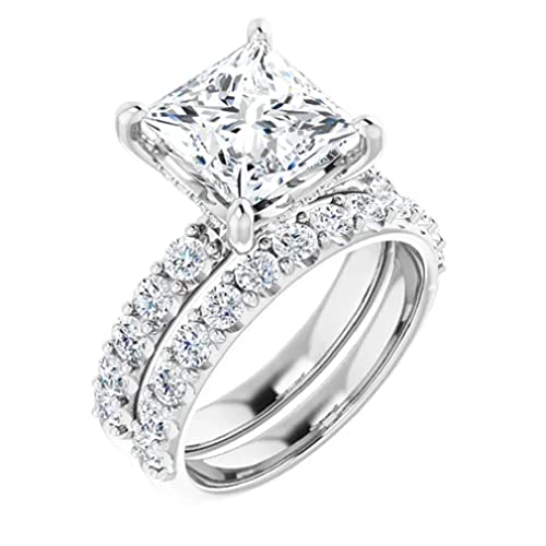 3 CT Princess Cut VVS1 Colorless Moissanite Engagement Ring Set, Wedding/Bridal Ring Set, Sterling Silver Vintage Antique Anniversary Promise Ring Set Gift for Her 3 CT Princess Cut VVS1 Colorless Moissanite Engagement Ring Set, Wedding/Bridal Ring Set, Sterling Silver Vintage Antique Anniversary Promise Ring Set Gift for Her