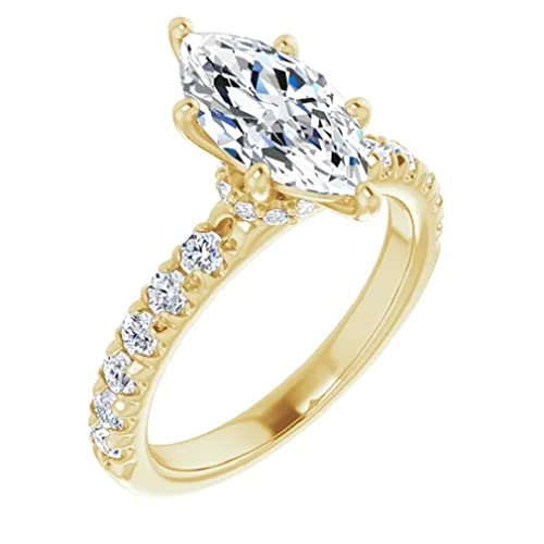 10K Solid Yellow Gold Handmade Engagement Rings 1 CT Marquise Cut Moissanite Diamond Solitaire Wedding/Bridal Ring Set for Her, Amazing Gifts 10K Solid Yellow Gold Handmade Engagement Rings 1 CT Marquise Cut Moissanite Diamond Solitaire Wedding/Bridal Ring Set for Her, Amazing Gifts