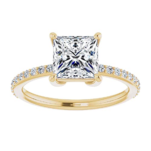 10K Solid Yellow Gold Handmade Engagement Rings 2.0 CT Princess Cut Moissanite Diamond Solitaire Wedding/Bridal Ring Set for Women/Her Propose Ring 10K Solid Yellow Gold Handmade Engagement Rings 2.0 CT Princess Cut Moissanite Diamond Solitaire Wedding/Bridal Ring Set for Women/Her Propose Ring